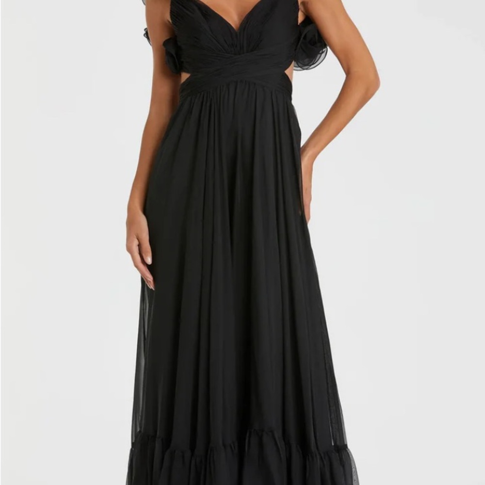 Mac Duggal Ruffle Tiered Cut-Out Chiffon Gown